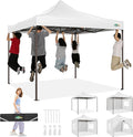 COBIZI 10x10 Pop Up Heavy Duty Canopy with 4 Sidewalls and Hexagonal Legs, Easy up Tent for Events, Parties, Camping, Outdoor Canopy with Portable Bag, Waterproof & UPF50+ (White)