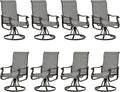 UDPATIO Patio Swivel Dining Chairs Set of 8, Outdoor Swivel Chairs Patio High Back with All Weather Textilene Metal Rocking Frame for Lawn Garden Backyard, Gray White