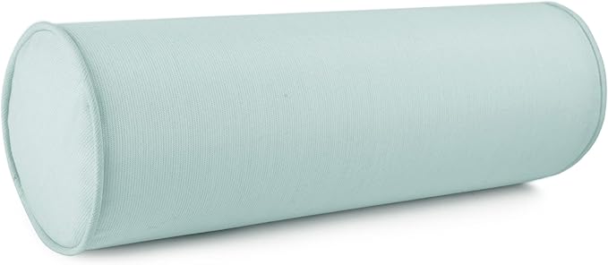 Austin Horn Classics Sunbrella Set of 2 Zippered Neck Bolster Pillow, Made with Sunbrella Fabric, Cylinder Pillows, for Couch & Bed, Decorative Round Throw Pillow, Back & Neck Support (Mist)