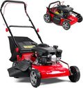 Self Propelled Lawn Mower Gas Powered with 50L Grass Bag Big Wheels 131cc Gas Engine 3 in 1 Mulch Bag Side Discharge Rear Wheel Drive for Hills Uneven 131CC