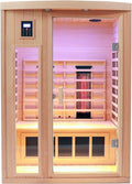 Ceramic 2 Person Infrared Sauna, Far Infrared Sauna for Home, Hemlock Wood Saunas Room, 2 in 1 Indoor Sauna with Low EMF Heaters + Ceramic Heating Cubes-Chromotherapy-Bluetooth Speaker