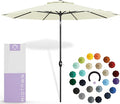 Midtown Umbrellas Sunbrella Umbrella 8 Feet Outdoor Umbrella With Sunbrella Canvas Natural Acrylic Fabric - Auto-Tilt Aluminum Frame Patio Umbrella For Backyard, Deck, Garden, Pool - Black Pole
