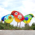 Bird Garden Decor for Outside, Glass & Metal Yard Art Decorations Outdoor Decor for Patio Backyard, Gift for Women Grandma Mom（3 Pack）