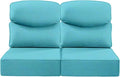Luxury 22x24/22x25 6-Inch Smile Outdoor Seat Cushions Set of 2 - Superior Comfortable Water-Repellent Patio Chair Cushion for Rattan Dining Glider Loveseat Sectional Sofa - Turquoise