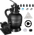 LANCHEZ 12'' Sand Filter Pump for Above Ground Pool, 1/3 HP, Max 2400 GPH for Pools Up to 7000 GAL, 6-Way Valve Pool Sand Filter System, Enhanced Circulation for Crystal-Clear Pool
