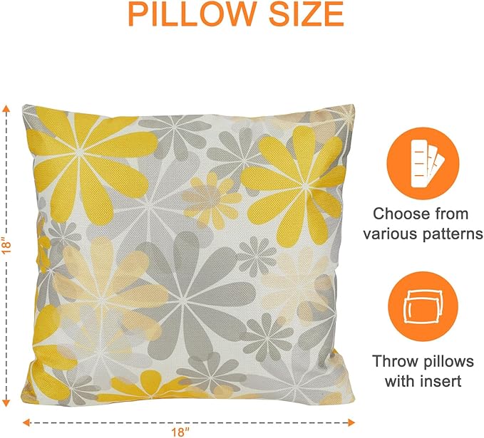 Outdoor Throw Pillows Waterproof Set of 2 Patio Pillows 18×18 Inch Decorative Pillows for Bed, Couch, Sofa and Patio Furniture