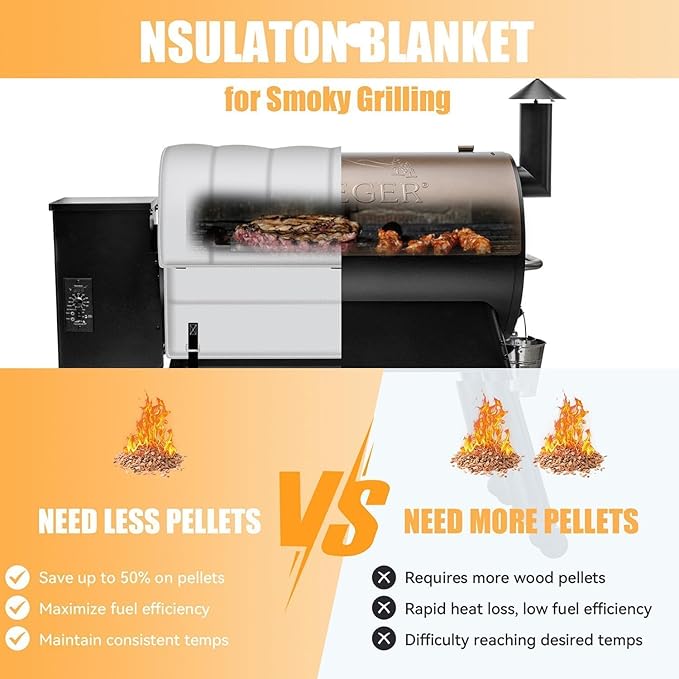 Grill Insulation Blanket for Pit Boss Austin XL, 1000/1100 Series & 67343, 1000 Traditions, 1000SC Grills, Maintains Steady High Heat, Waterproof Pellet Grill Blanket for Winter Outdoor Grilling