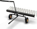 YITAMOTOR 60 Inch Tow Behind Dethatcher, Lawn Dethatcher Rake with 24 Spring Steel Tines & Lift Handle for ATV or Mover Tractors, Tow Behind Lawn Rakes for Leaves, Pine Needles, and Grass