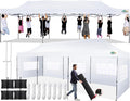 COBIZI 10x30 Pop up Canopy Tent 10x30 Canopy with 8 Sidewalls Waterproof Heavy Duty Commercial Canopy Tent for Parties Outdoor Tent Garden Gazebo Tent, Carry Bag with Wheel(10x30ft, White)
