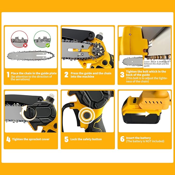 Cordless Mini Chainsaw 8 inch for Dewalt Battery 20v Max, Auto-Oiler, Hand Held Chain Saw Battery Powered for Wood Cutting, Brushless Battery Tree Saw for Tree Trimming/Pruning(Tool Only)