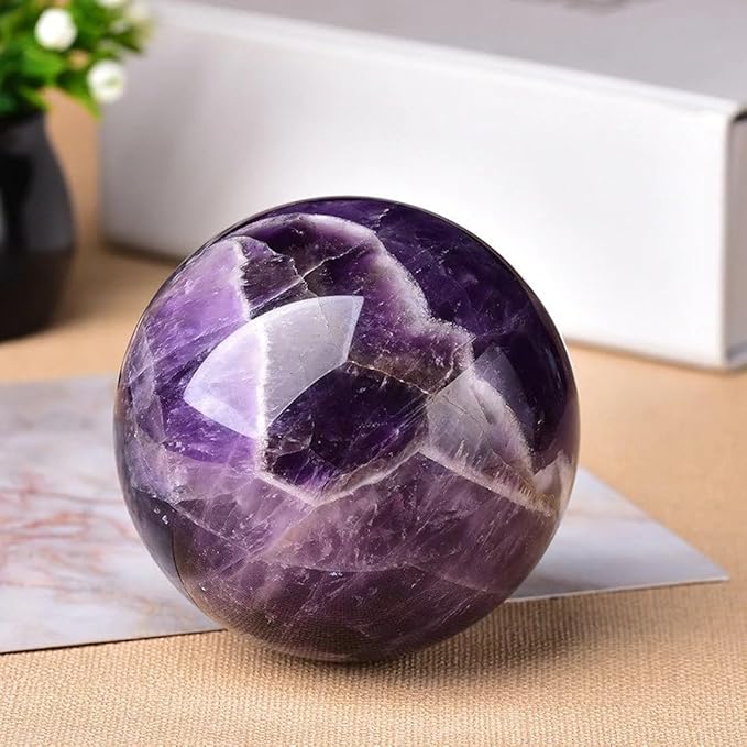Natural Crystal Ball,Crystals Sphere Healing Crystal Ball with Stand (Amethyst, 900g)