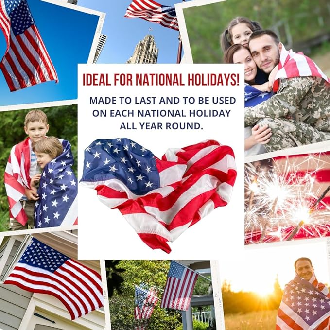 American Flag - Heavy-Duty US Flag - Embroidered Stars - Nylon USA Flag Built for Outdoors - Sewn Stripes - UV Protection - Brass Grommets (15x25 ft)