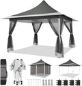 COBIZI 12x12 Pop up Gazebo on Clearance with Mosquito Netting,Waterproof Roof & Sandbags,Outdoor Canopy Tent with 4 Ropes,8 Stakes&Carrying Bag,Portable Patio Gazebo for Garden,Backyard&Lawn,Darkgrey