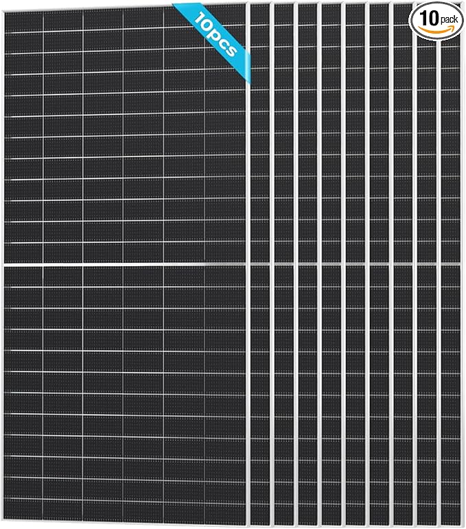 Renogy Solar Panels Bifacial 10Pcs 590 Watt N-Type Monocrystalline 12V 16BB Solar Panel, 25% High Efficiency Solar Module for RV Home Farm Shed Trailer Camper Marine Off-Grid System