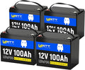 Wattcycle 12V 100Ah LiFePO4 Lithium Battery 4 Pack - BCI Group 24, 15000 Cycles, Built-in 100A BMS, Low-Temperature Protection - Ideal for RVs, Golf Cart, Home Energy Storage, Marine (4 Pack)