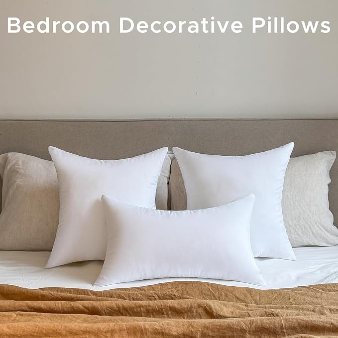 12 x 20 Outdoor Pillow Insert Set of 4 Small Lumbar Patio Furniture Pillows for Porch Couch Fall Throw Pillow Inserts Premium Decorative Stuffer Pillows Waterproof Rectangle White Cushion