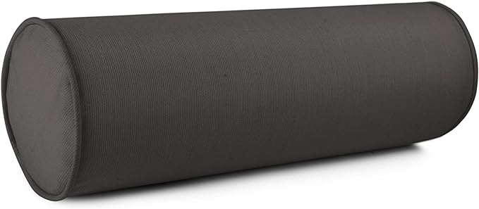 Austin Horn Classics Sunbrella Set of 2 Zippered Neck Bolster Pillow, Made with Sunbrella Fabric, Cylinder Pillows, for Couch & Bed, Decorative Round Throw Pillow, Back & Neck Support (Black)
