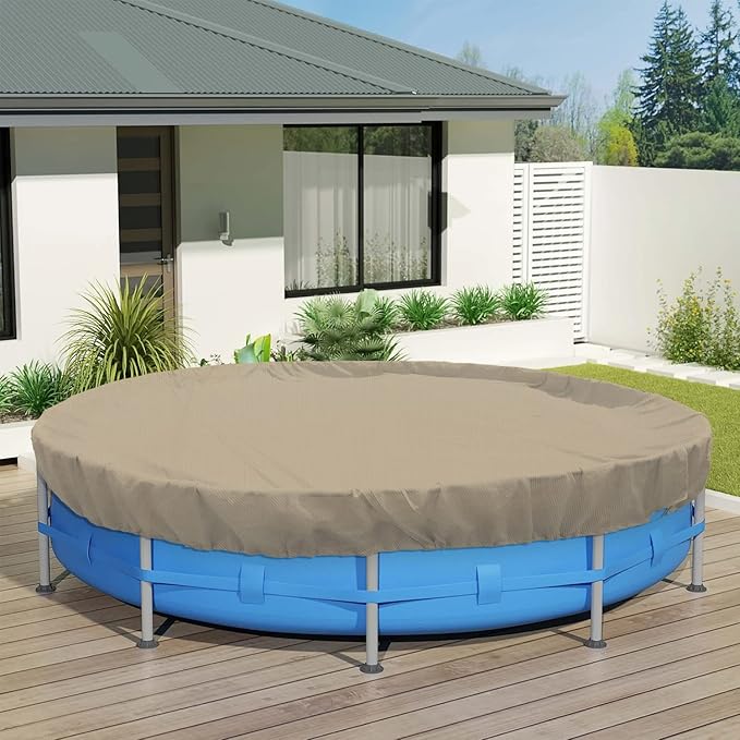 ECOOPTS 18 ft Round Pool Cover for Above Ground Pools, Swimming Pool Cover Protector Winter Safety Cover (Sand)