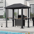 Aoxun Grill Hardtop Gazebo 5 x 8 FT, Outdoor Metal Hard Top Gazebo, Permanent BBQ Pavilion with Galvanized Steel Roof, Aluminum Pavilion with Shelves for Lawn, Garden, Patio, Backyard (Dark)