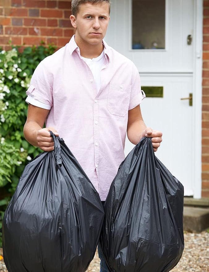 13 Gallon Trash Bags, Pack of 28, Black Kitchen Garbage Bags 13 Gal, 61x75cm, 12g/pcs, Unscented