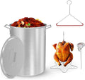 30 Qt Aluminium Stock Pot Kit – Turkey Fryer Pot With Lid, Lifting Hook, Stand & Thermometer – Large Deep Fryer For Frying, Seafood Boiling & Outdoor Cooking