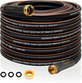 Heavy Duty Garden Hose – 5/8 Inch Flexible, Lightweight Hybrid Hose with 600 PSI Burst Pressure, Swivel Handle, All-Weather Water Hose, Durable Copper Male/Female Fittings (Black, 75FT)