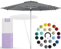 Midtown Umbrellas Push Pop Sunbrella Umbrella 8 Feet Outdoor Umbrella in Black & White Acrylic Fabric - Patio, Backyard, Garden, Picnic Table & Pool - Black Pole