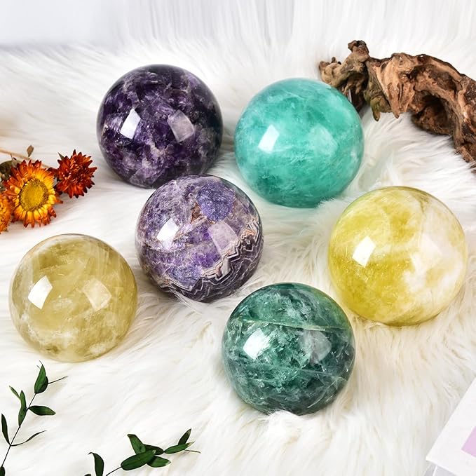 Green Fluorite Crystal Ball with Stand Large Crystals Sphere Decorative Ball Meditation Witchcraft Home Decor 90-100mm/3.5-3.9"