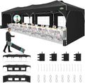 COBIZI 10x30 Party Tent: 10x30 Pop Up Canopy Tent with Wheeled Bag, Easy Up Canopy 3 Adjustable Heights，420D Waterproof UPF 50+ Fabric, Tents for Parties Wedding with 5 Removable Sidewalls, (Black)