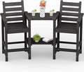 Tall Adirondack Chairs Set of 2, All Weather HDPE Poly Bar Height Balcony Adirondack Chair with Removable Double Connecting Trays, Outdoor Adirondack Barstools for Deck, Patio, Yard, Pool, Lawn
