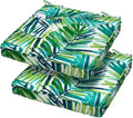 Magpie Fabrics Square Corner Seat Cushion, 18" x 18" x 2.5", 2 Pack, Indoor/Outdoor Waterproof Weather Resistant Universal Chair Pads for Patio Garden Dining - Green Palm Leaves