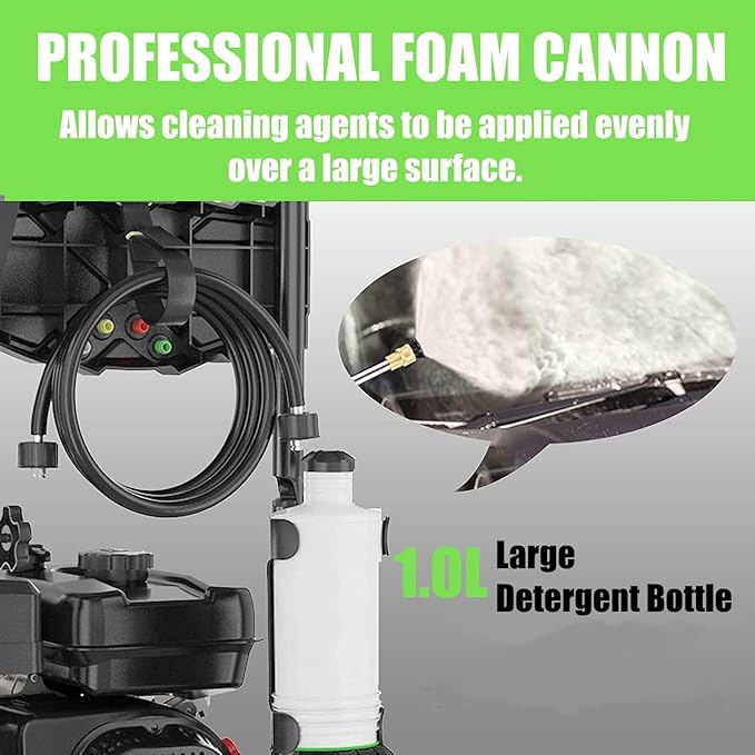 4200PSI Pressure Washer 4.0GPM Gas Power Washer 212CC Gas Powered Washing Machine Commercial High Pressure Washer with 25ft Hose&5 Nozzles for Patio Garden (Dark Black)