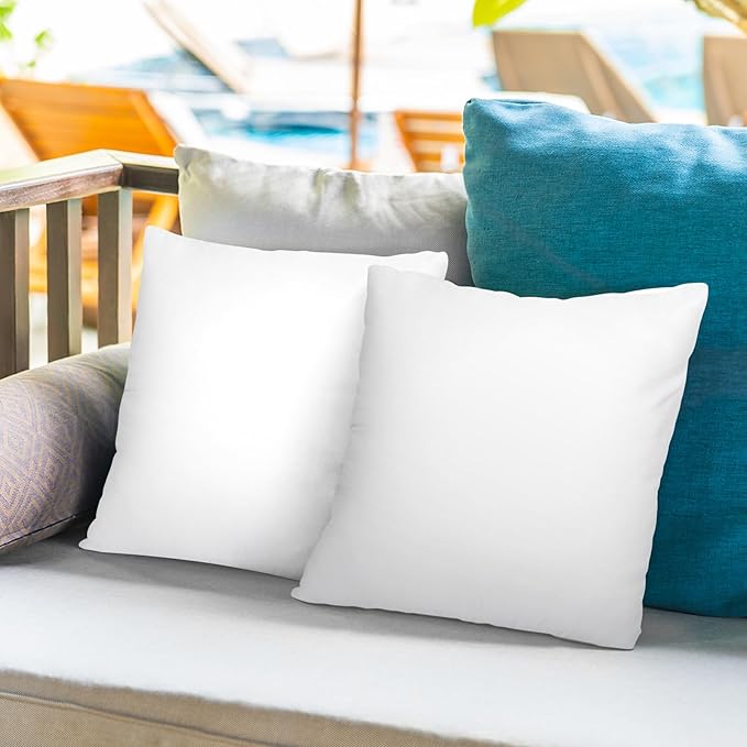 Pack of 2 16x16 Outdoor Pillow Inserts, Water Resistant Throw Pillow Inserts, Cushion Inner Pads for Patio, Furniture, Sofa, Bed, Living Room, Garden Decorative Waterproof Pillow Inserts