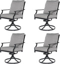 Grand patio Dining Chairs Set of 4，Outdoor Swivel Patio Dining Chairs Set of 4，Swivel Rocker Dining Chairs，Outdoor Dining Chairs with Grey Cushions, Patio Chairs for Outside, Garden Lawn Porch