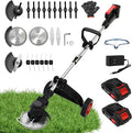 ALSO GO 21V Electric Cordless Weed Wacker, 3-in-1 Weed Eater with 2-Battery Powered, Lawn Mower/Grass Trimmer/Lawn Edger with 3 Types Blades, Stringless Grass Wacker with Wheels (2 Battery Include)