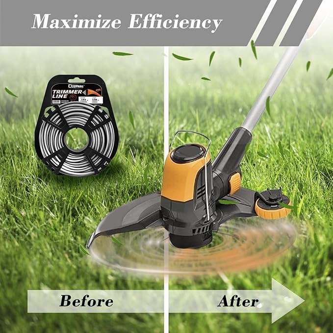 Cluparis 108-Feet Super Heavy Duty Trimmer Line .155-Inch-by-1-Pound Square Pro Trimmer Line Bulk 3-Component Tri-Extrusion Weed Eater String with Super Line Cutter