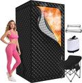Portable Sauna for Home, Upgraded Large Size Home Sauna Box with 3L 1300W Steamer, Big Folding Chair, 9 Levels Heat,Timer, Remote Control - Personal Steam Room Tent for Relaxation Spa 3'x3'x5.9' Black