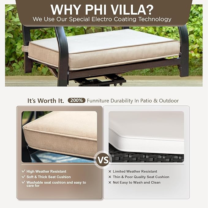 PHI VILLA 9 Pieces Outdoor Dining Set, Expandable Metal Table (64"-82") and 8 Swivel Dining Chairs – Perfect for Patio, Garden, Deck, Porch, and Yard, 9PCS Outdoor Dining Set Style 3