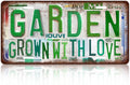Vintage Garden Metal Tin Sign License Plate Wall Decor for Garden Lover 12 x 6 Inches - grown with love