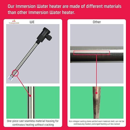 2000W Immersion Electric Submersible Water Heater with Temp Control & GFCI – Portable Heater for Hot Tubs, Above-Ground Pool, Inflatable Pool, Baptistry, Spa Tubs, Bathtubs & Swimming Pools