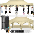 COBIZI 10x20 Pop Up Canopy with 6 Sidewall,Heavy Duty Canopy UPF 50+ All Season Wind Waterproof Commercial Outdoor Wedding Party Tents for Parties Gazebo with Roller Bag(10 x 20 ft Khaki)