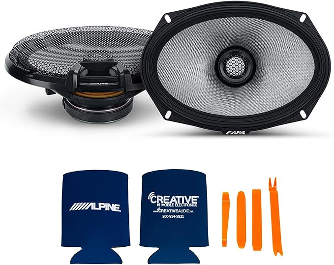 Alpine 6x9 R2 High-Resolution Speaker Bundle - A Pair of R2-S69C 2-Way Component Speakers & a Pair of R2-S69 6x9 Coaxial Speakers
