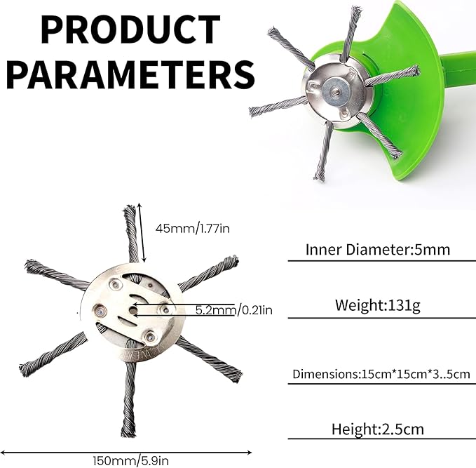 2025 New Steel Wire Grass Trimmer Head, 6 Inch Universal Steel Wire Trimmer Head with Adapter, String Trimmer Replacement Head for Electric Cordless Lawn Mower Tray (1PC 6 Blades（6 Inch）)