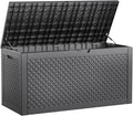 New 100 GallonOutdoor Storage Box,Resin Deck Boxes Waterproof, IndoorOutdoor Bin for Package Delivery, Patio Cushions, Gardening Tools, Lockable, UV Resistant