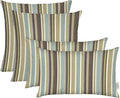 RSH DECOR: Sunbrella Lumbar & Square Pillows Set of 4 | 20" x 12" & 17" x 17" | Water and Fade-Resistant Performance Fabric | Outdoor Throw Pillows for Patio Furniture | Brannon Whisper