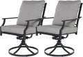 Grand patio Dining Chairs Set of 2，Outdoor Swivel Patio Dining Chairs Set of 2，Swivel Rocker Dining Chair，Outdoor Dining Chairs with Grey Cushions, Patio Chairs for Outside, Garden Lawn Porch