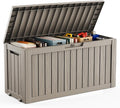 DRATO 75 Gallon Deck Box, Waterproof Resin Large Outdoor Storgae Box for Patio Furniture, Patio Cushions, Gardening Tools, Pool Supplies, Lockable
