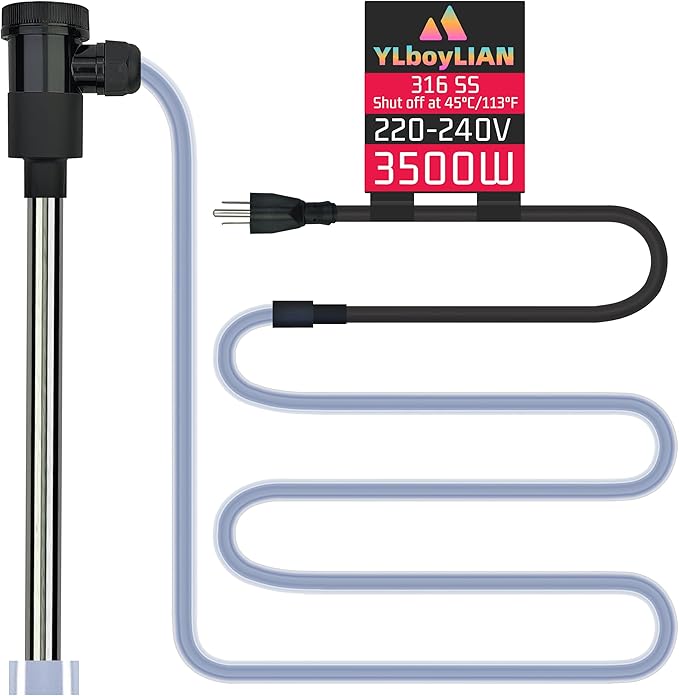 240V 3500W Immersion Water Heater for Hot Tub & Pool – Portable Electric Submersible Heater with Temp Control, Auto Shut-Off and WiFi Timer for Inflatable pool, Above Ground Pool and Bathtub