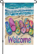 Flip Flops Beach Garden Flag Vertical Double Sided Outdoor Yard Flags 12.5x18 Inch Burlap Banners Vertical Double Sided for Outdoor Decor Lawn