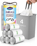 4 Gallon 140 Counts Strong Drawstring Trash Bags Garbage Bags by Teivio, Bathroom Trash Can Bin Liners, Small Plastic Bags for home office kitchen, White